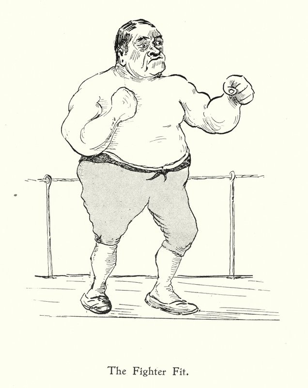 O lutador em forma; muitas vezes é a parte que morde (litografia) de English School