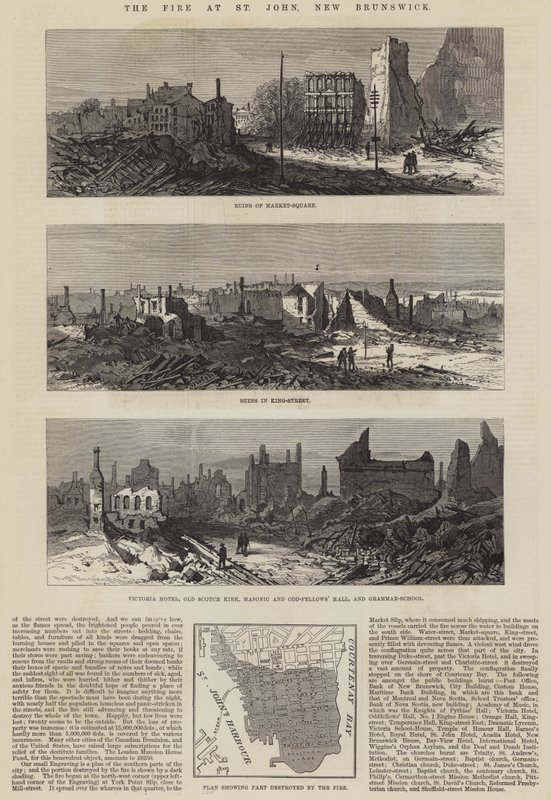 The Fire at St John, New Brunswick (gravura) de English School