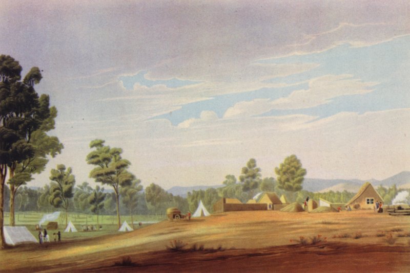 The First Site of Adelaide, South Australia, c1837 (cor litho) de English School