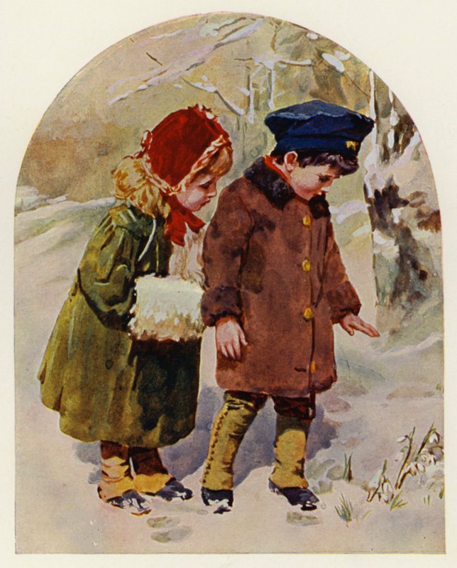 O Primeiro Snowdrop (lito colorido) de English School
