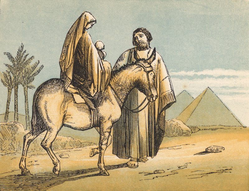 O Voo para o Egipto (gravura colorida) de English School