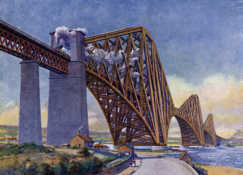 A Ponte da Forth, a ponte mais maravilhosa do mundo (litho) de English School