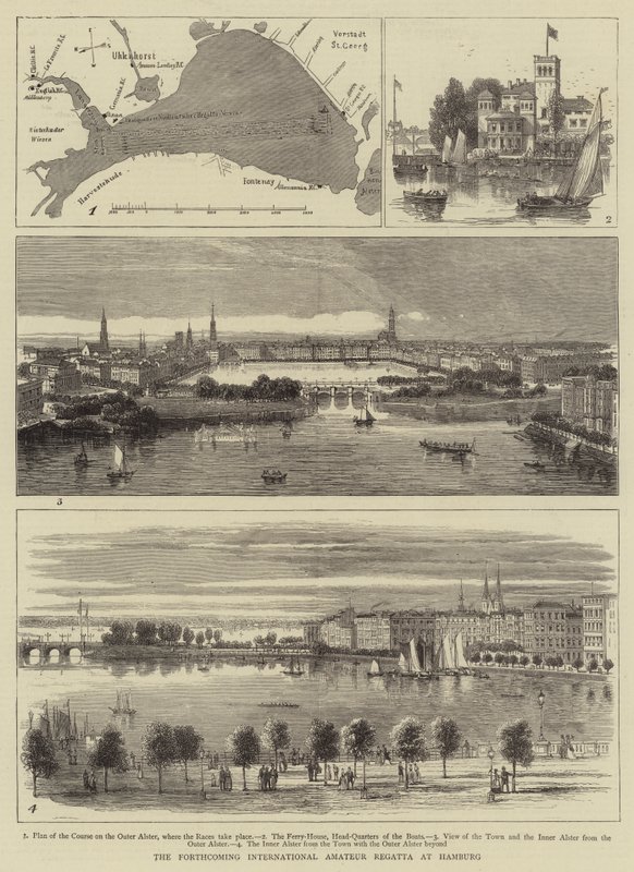 A próxima Regata Internacional de Amadores em Hamburgo (gravura) de English School