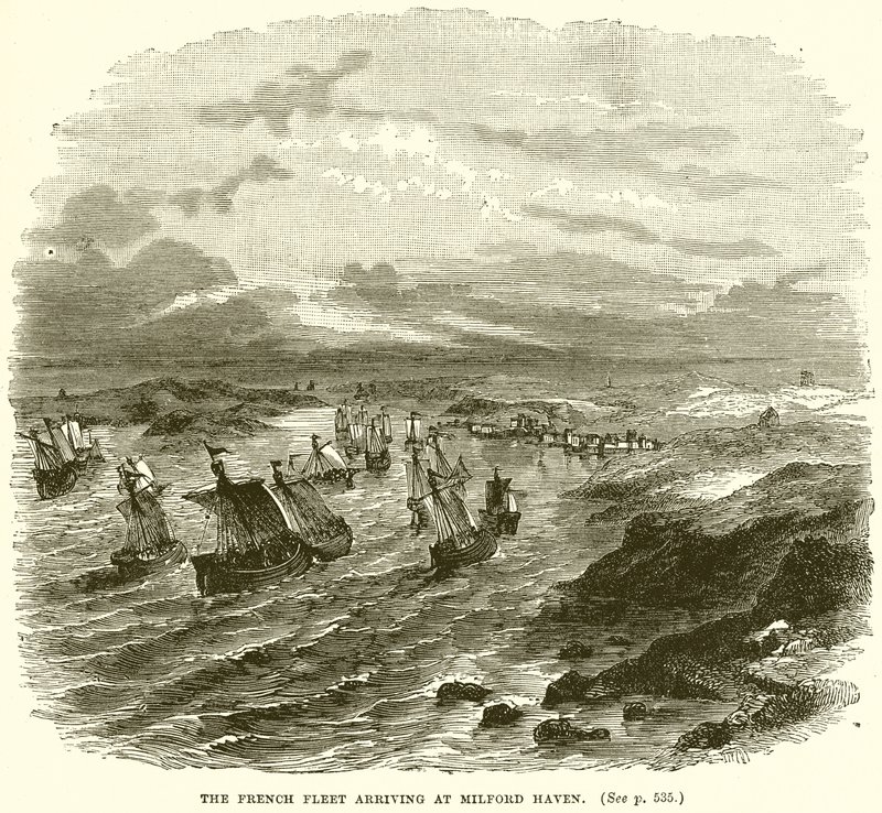 A frota francesa chegando a Milford Haven de English School