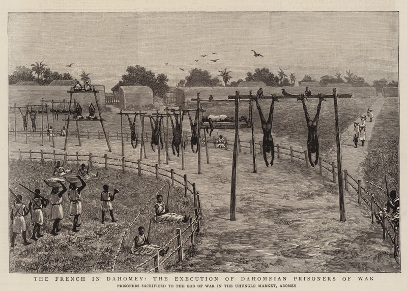 Os Franceses em Dahomey, a Execução dos Prisioneiros de Guerra Dahomeian (gravura) de English School