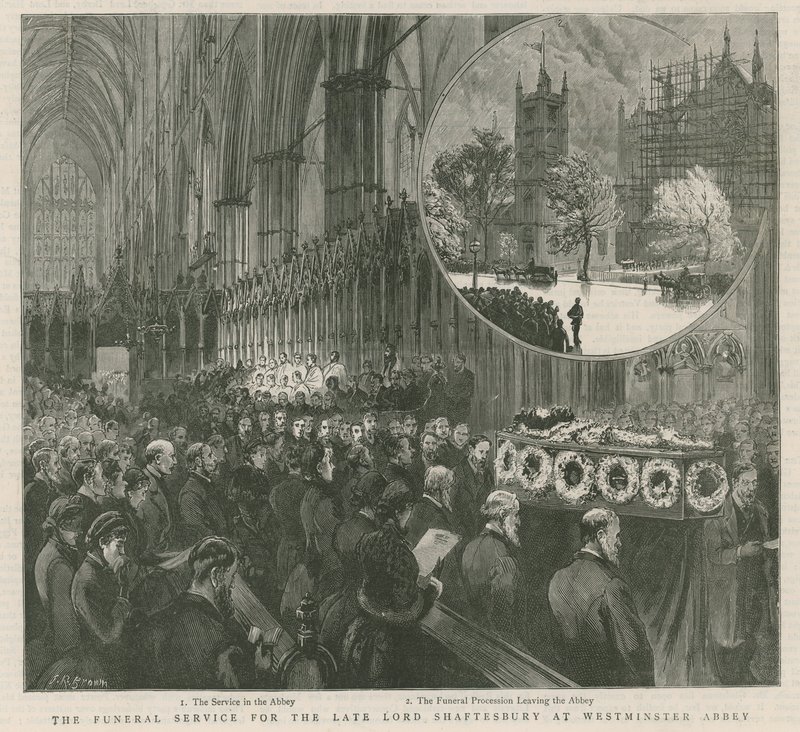 O serviço fúnebre para o falecido Lord Shaftesbury em Westminster de English School
