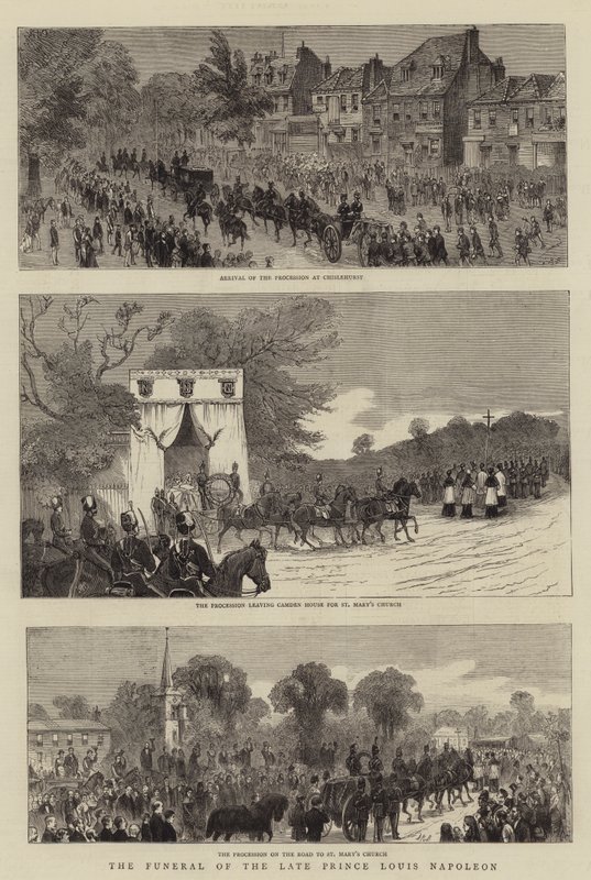 O Funeral do Príncipe Louis Napoleon (gravura) de English School