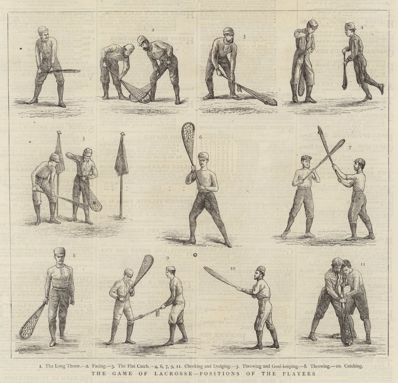 O Jogo de Lacrosse, Posições dos Jogadores (gravura) de English School