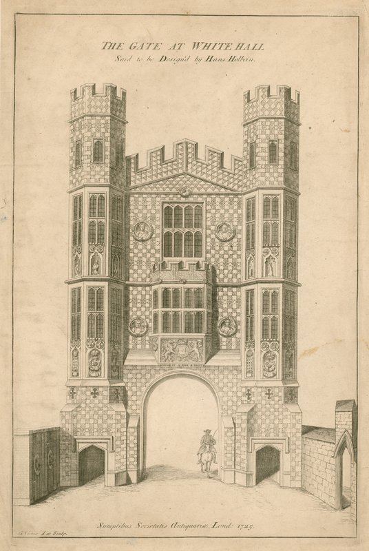 O portão em Whitehall. Dito para ser desenhado por Hans Holbein de English School