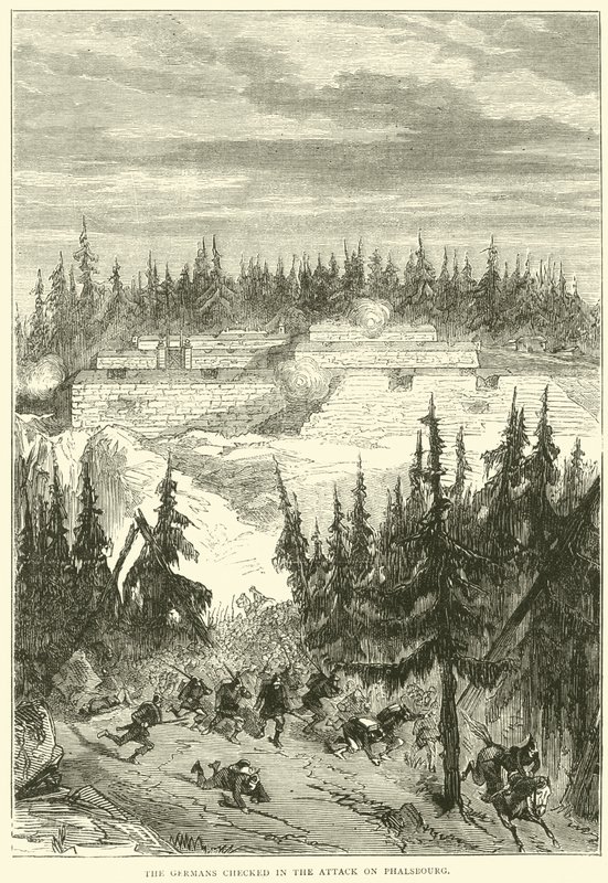 Os alemães checaram o ataque a Phalsbourg, 1871 de English School