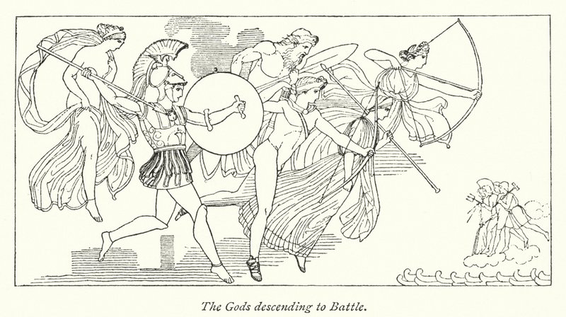 Os Deuses que descem para a batalha (litho) de English School