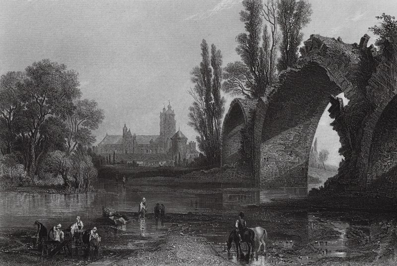A ponte gótica de Eudes, Tours (gravura) de English School