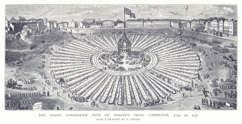A Grande Festa de Coroação em Parkers Piece, Cambridge, 28 de junho de 1838 de English School