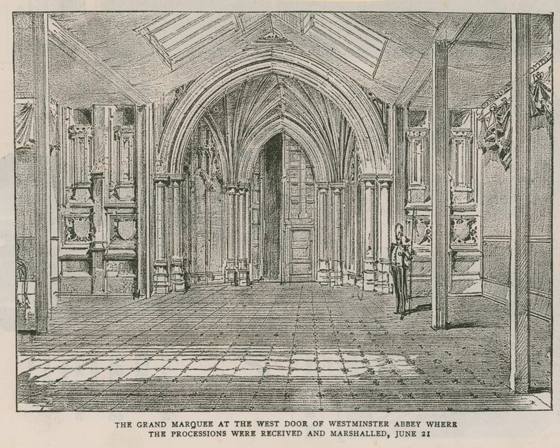 O Grand Marquee na West Door of Westminster Abbey de English School