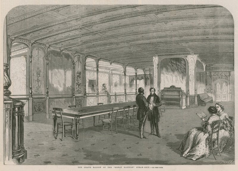 O Grand Saloon do navio a vapor Great Eastern de English School