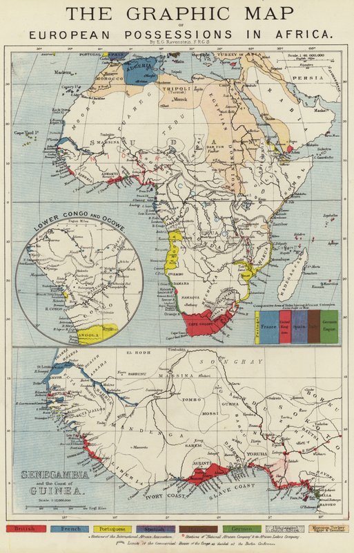 O mapa gráfico das possessões européias na África de English School