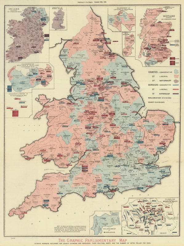 O Mapa Parlamentar Gráfico (litografia a cores) de English School