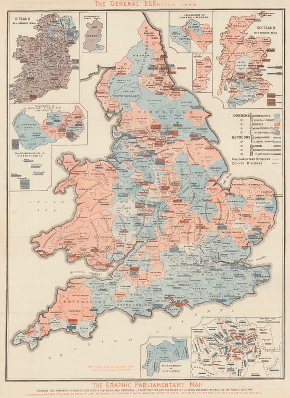 O Mapa Parlamentar Gráfico (litografia a cores) de English School