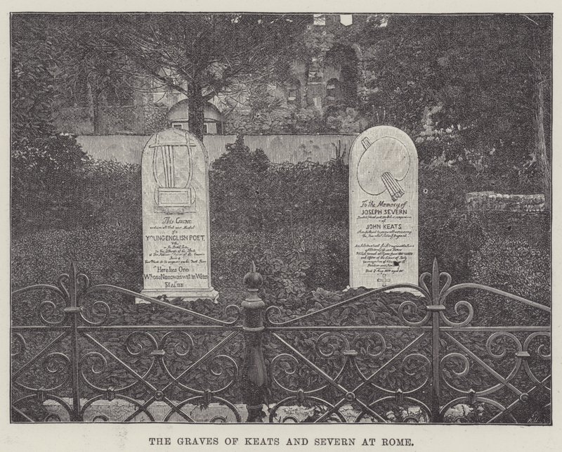 As Tumbas de Keats e Severn em Roma (gravura) de English School