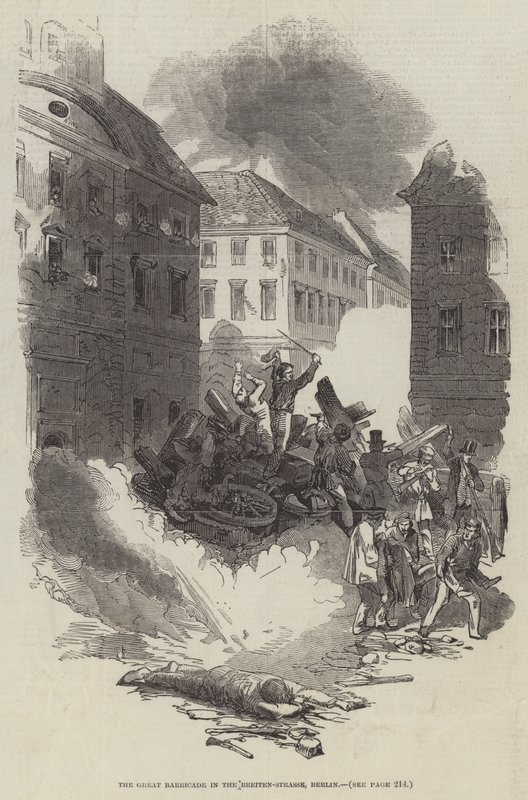 A Grande Barricada na Breiten-Strasse, Berlim (gravura) de English School