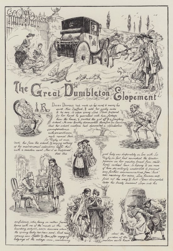 O Grande Elopamento de Dumbleton (gravura) de English School