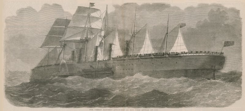 O navio a vapor Great Eastern como ela vai aparecer no mar de English School