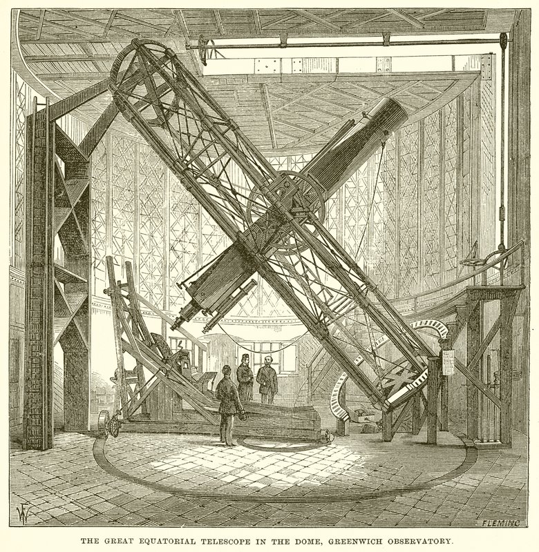 O Grande Telescópio Equatorial no Domo, Observatório de Greenwich de English School