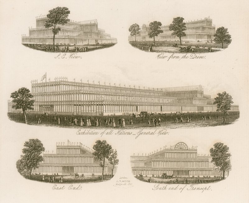 O grande edifício de exposições, vistas de diferentes ângulos de English School