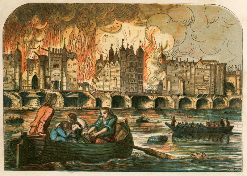 O Grande Incêndio de Londres, 1666 de English School