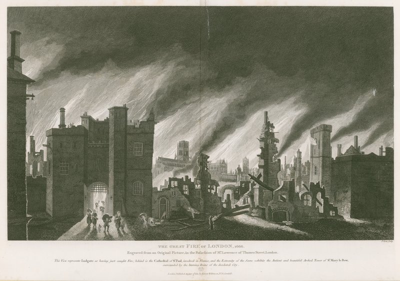 O Grande Incêndio de Londres, 1666 de English School
