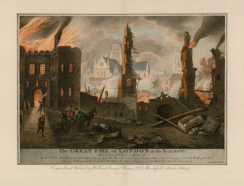 O Grande Incêndio de Londres em 1666 de English School