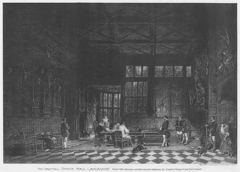 The Great Hall, Speke Hall, Lancashire (litho) de English School