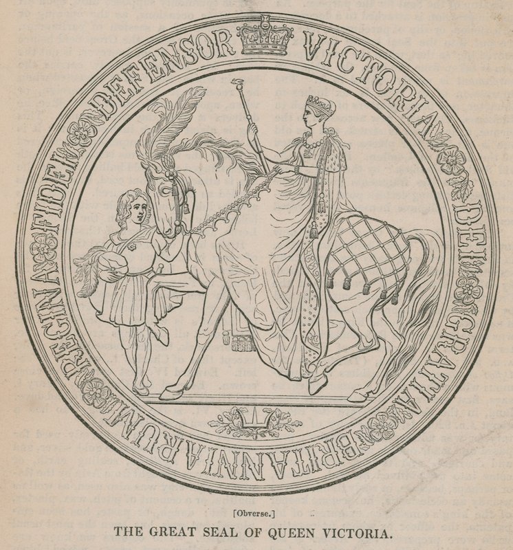 O Grande Selo da Rainha Vitória (anverso) de English School