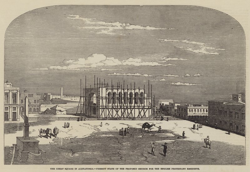 A Grande Praça em Alexandria, Estado Presente da Igreja Proposta para os Residentes Protestantes Ingleses (gravura) de English School