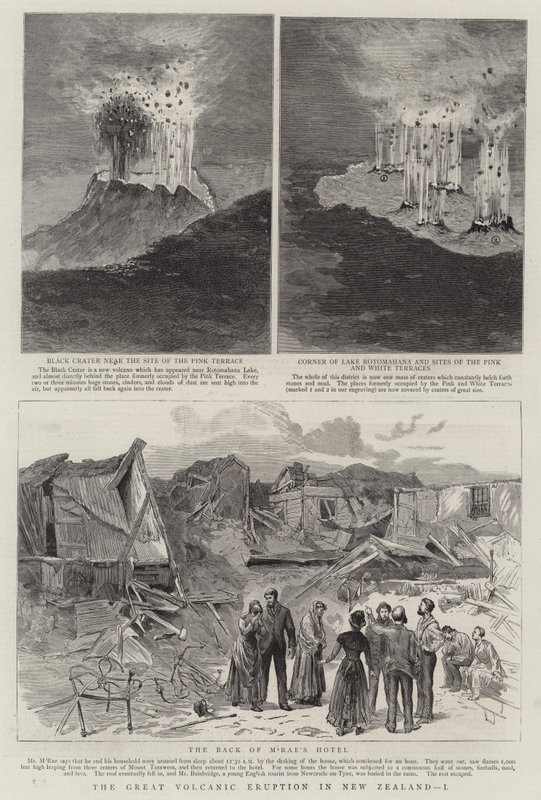 A Grande Erupção Vulcânica na Nova Zelândia, I (gravura) de English School