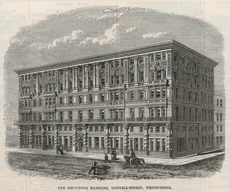 Mansões de Grosvenor, Victoria Street, Westminster, Londres de English School