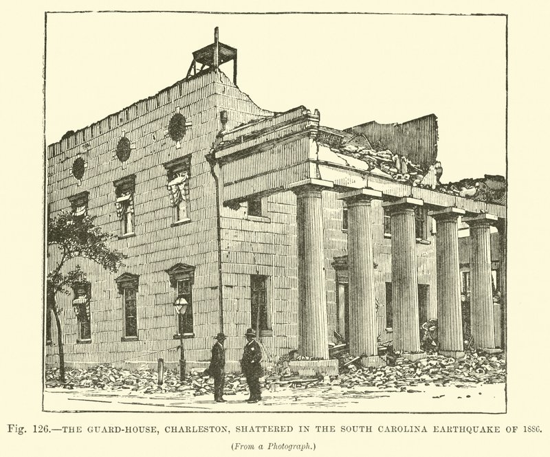 The Guard-House, Charleston, quebrou no terremoto de 1886 na Carolina do Sul de English School
