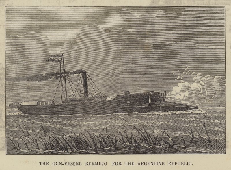 O Navio-Pistola Bermejo para a República Argentina (gravura) de English School