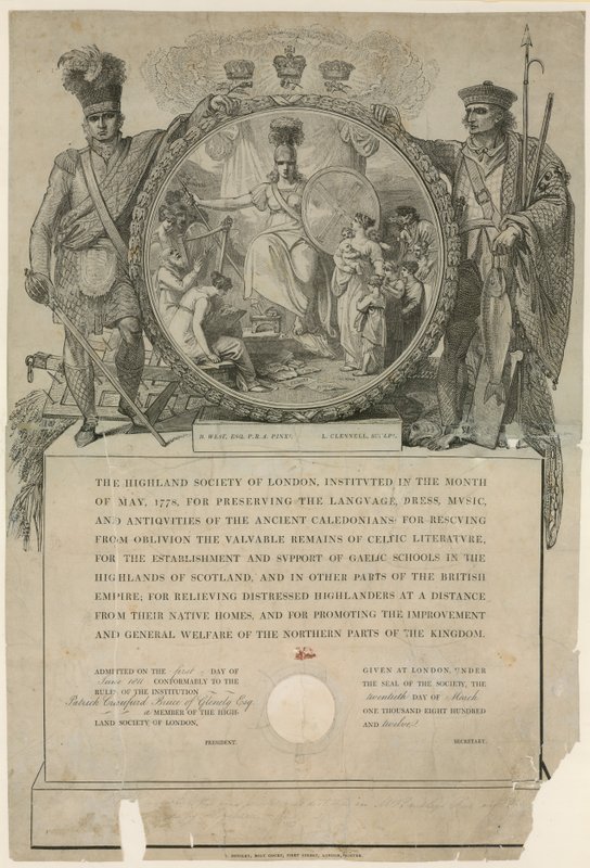 A Sociedade das Terras Altas de Londres. Instituído em 1778 de English School