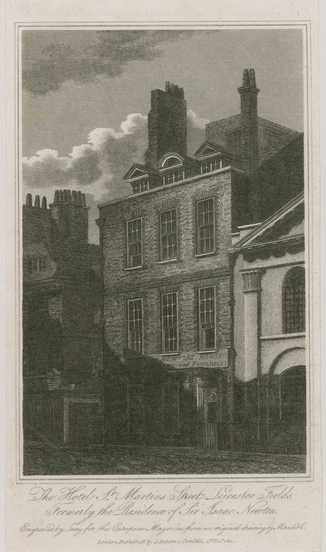 O Hotel, St Martins Street, Leicester Square, em Londres; anteriormente a residência de Sir Isaac Newton de English School