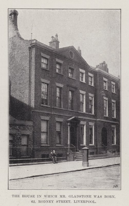 A Casa onde nasceu o Sr. Gladstone, 62, Rodney Street, Liverpool (gravura) de English School