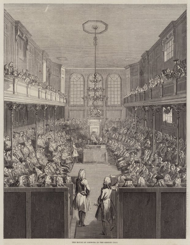 A Câmara dos Comuns na Sessão 1741-2 (gravura) de English School