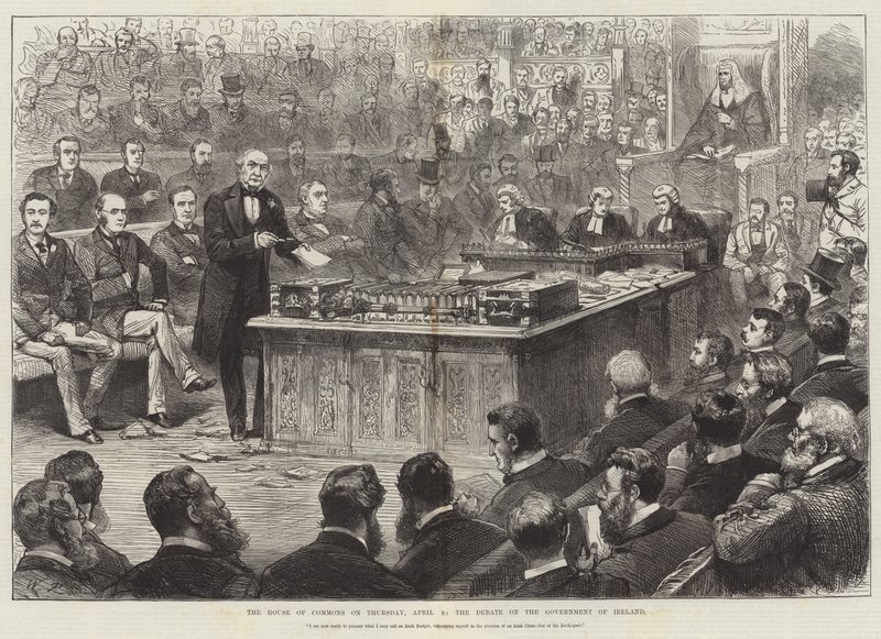 A Câmara dos Comuns na quinta-feira, 8 de Abril, o Debate sobre o Governo da Irlanda (gravação) de English School