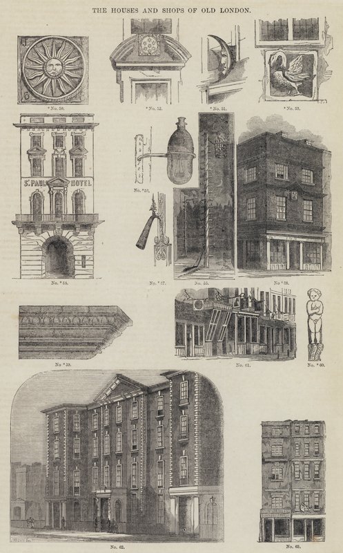 The Houses and Shops of Old London (gravura) de English School