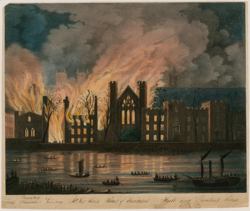 As Casas dos Lordes e os Comuns em chamas, 16 de outubro de 1834 de English School
