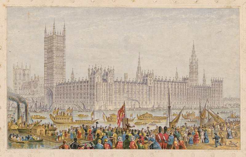 As casas do Parlamento, Palácio de Westminster, Londres de English School