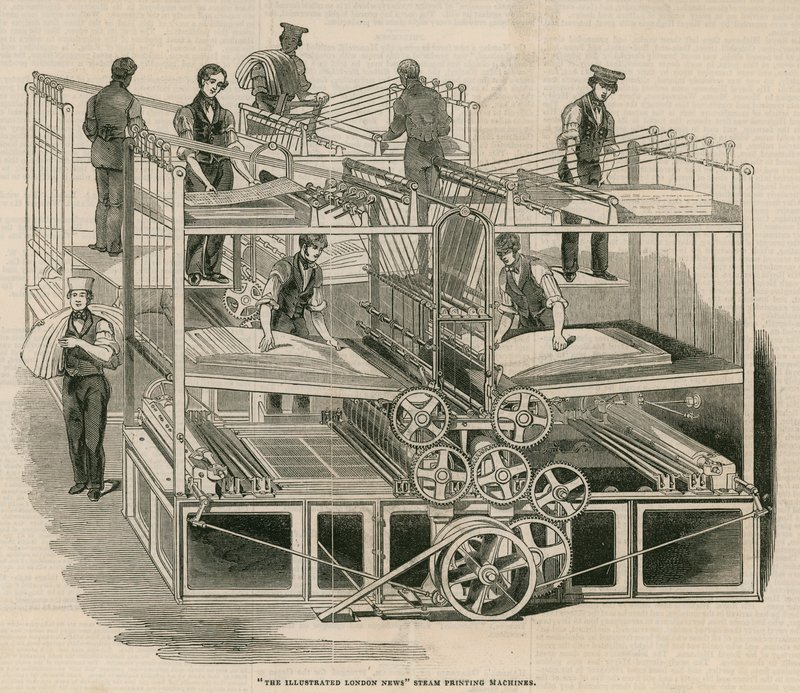 As máquinas de impressão a vapor Illustrated London News de English School