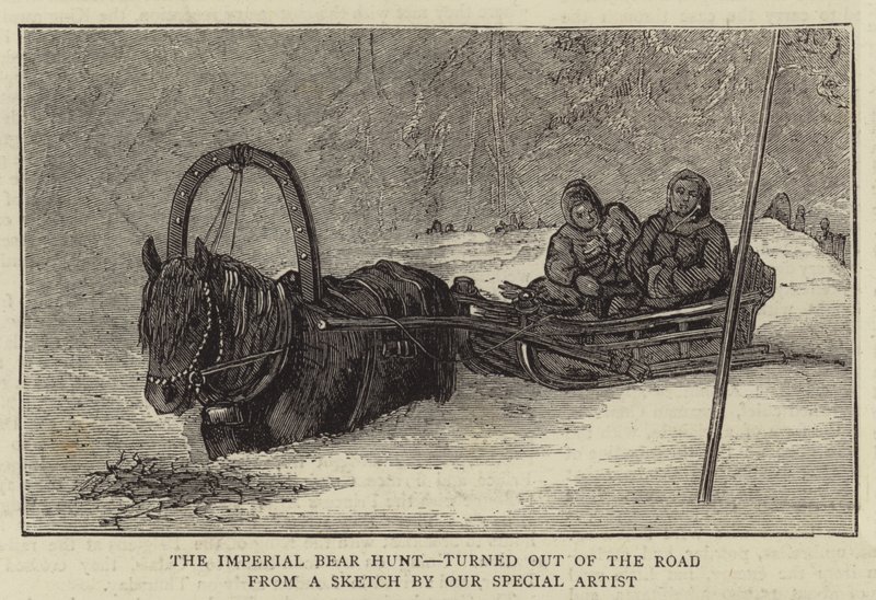 A Caça ao Urso Imperial, virada para fora da estrada (gravura) de English School