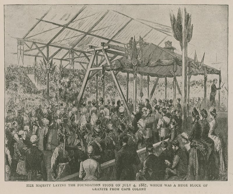 O Instituto Imperial: Sua Majestade, colocando a pedra fundamental em 4 de julho de 1887, que era um enorme bloco de granito da Colônia do Cabo de English School