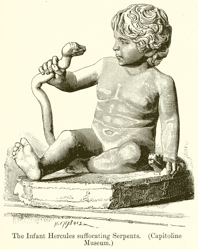 O Infantil Hércules sufoca Serpentes. (Museu Capitolino) de English School
